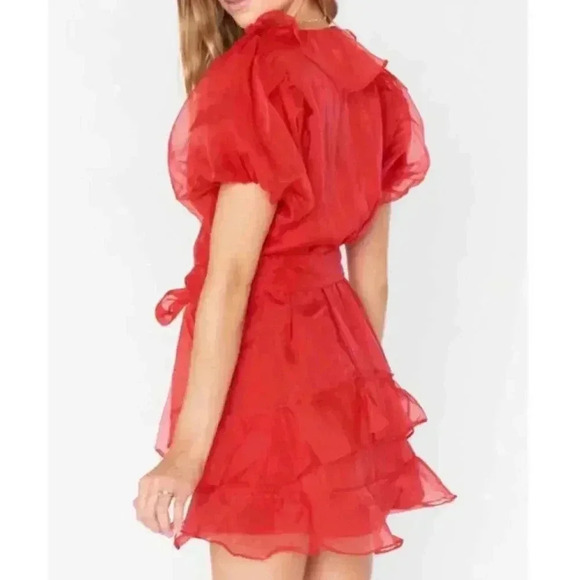 Show me Your Mumu Red Ruffle Puff Sleeve Dress NWT Romantic Coquette Holiday - Picture 3 of 16